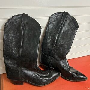 Justin L4786 Ladies Exotic Western Boot Size 7.5 B Black Made in USA